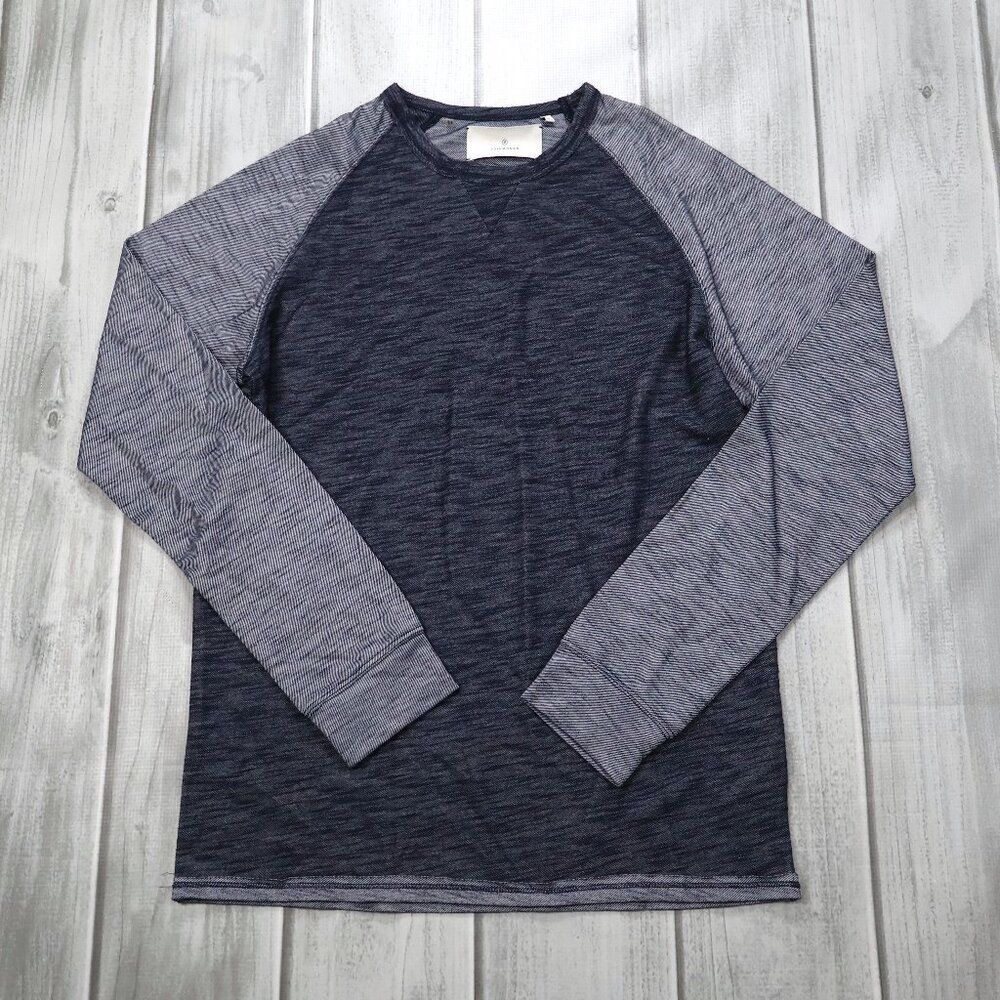 7 Diamonds Shirt Men‎ L Blue Grey Long Sleeve Baseball Tee